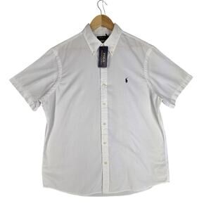 POLO RALPH LAUREN RL PREPSTER UNTUCKED FIT SHIRT – WHITE RIBBED – SIZE LG – NWT